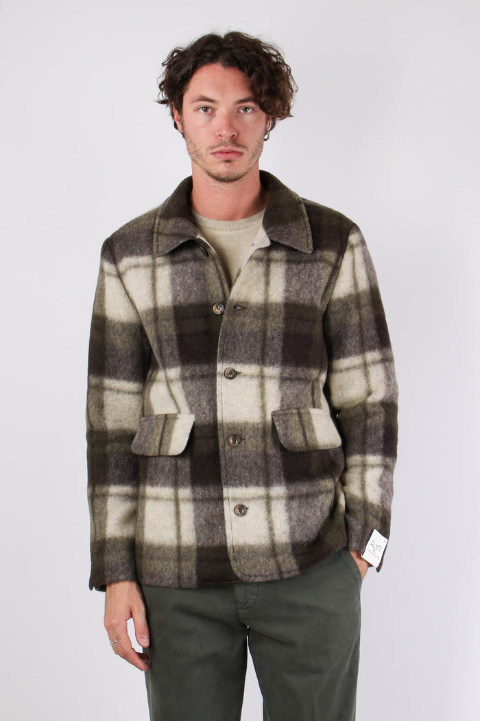 Coraggio Cappotto Lana Quadri Verde-2