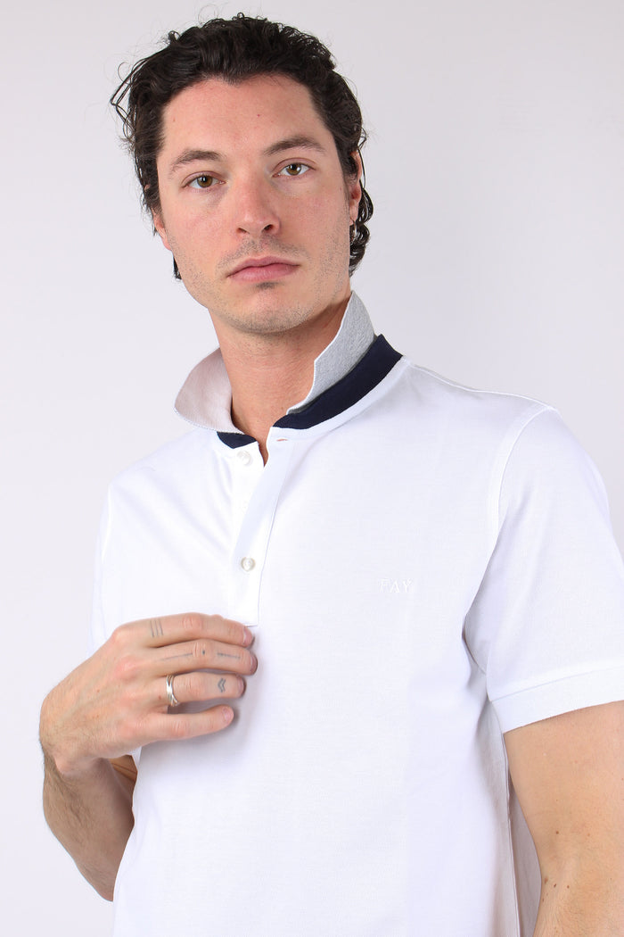 Polo Colletto Contrasto Bianco-8