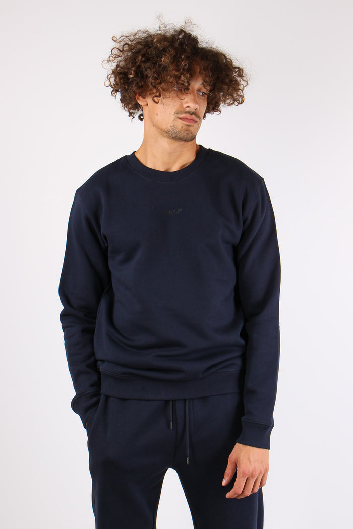 Felpa Girocollo Logo Blu