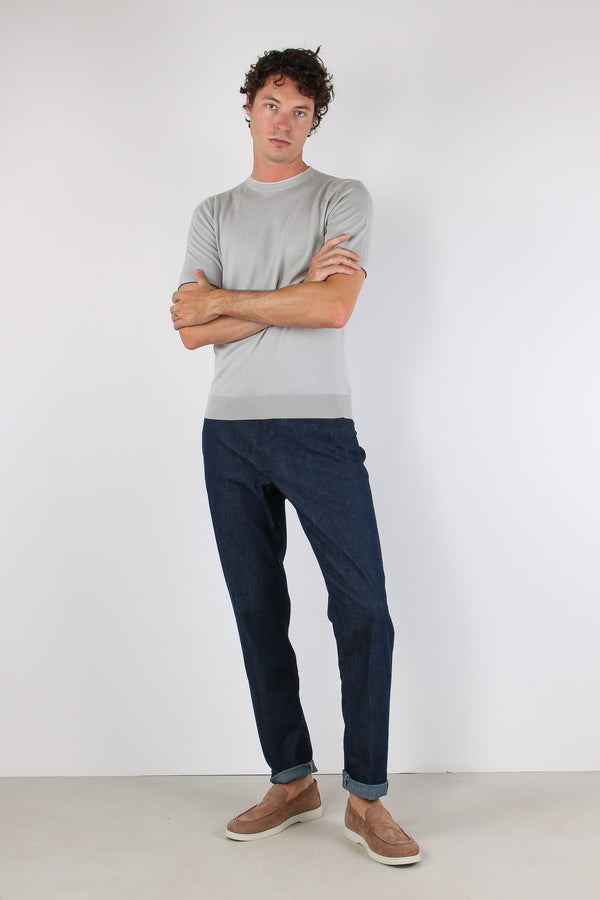 Maglia M/m Profilo Contrastro Grigio/bianco
