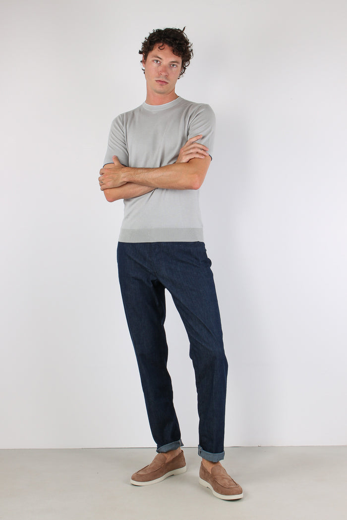 Maglia M/m Profilo Contrastro Grigio/bianco