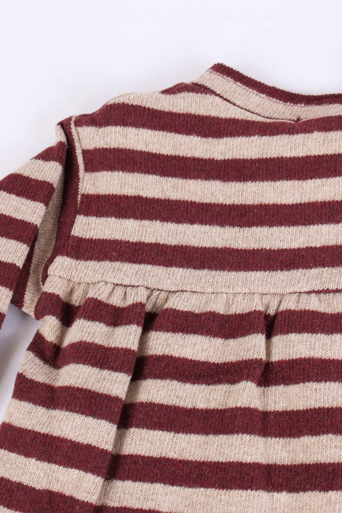 Maglia Caldo Cotone Riga Melanzana/beige-5