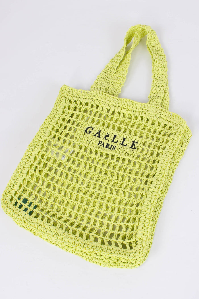 Shopping Rafia Logo Ricamo Lime-2