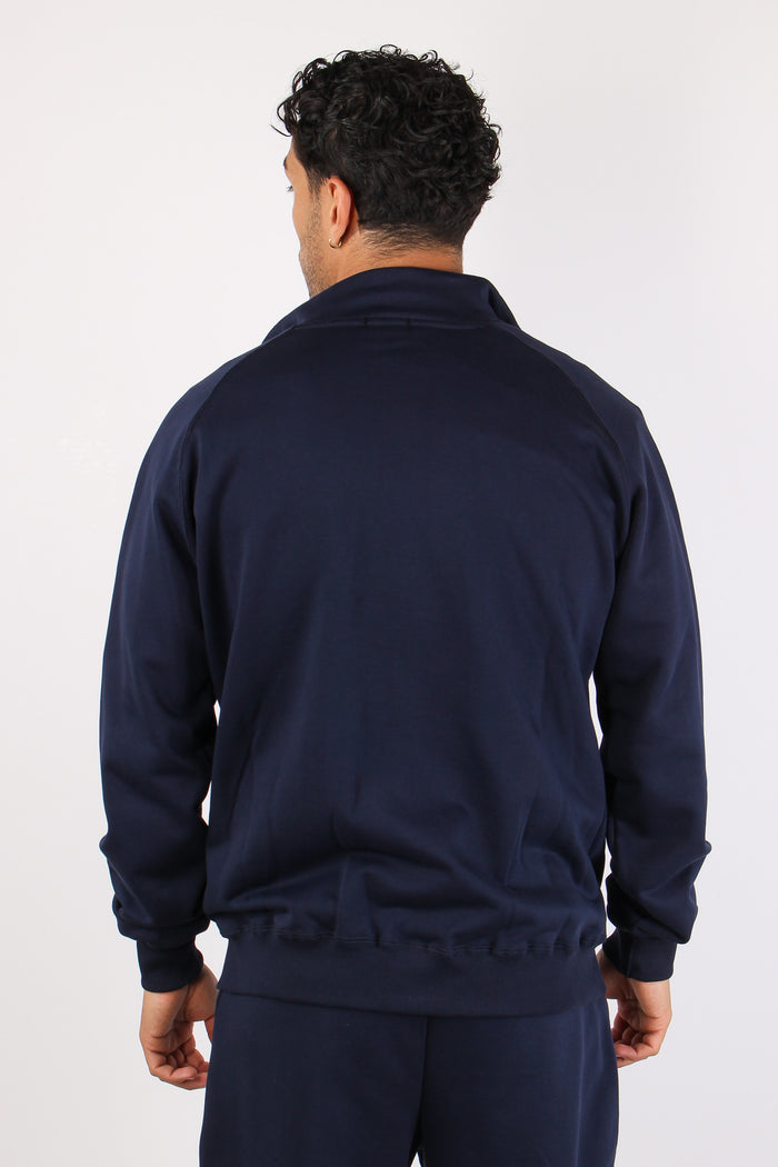 Felpa Zip Collo In Piedi Blu-5
