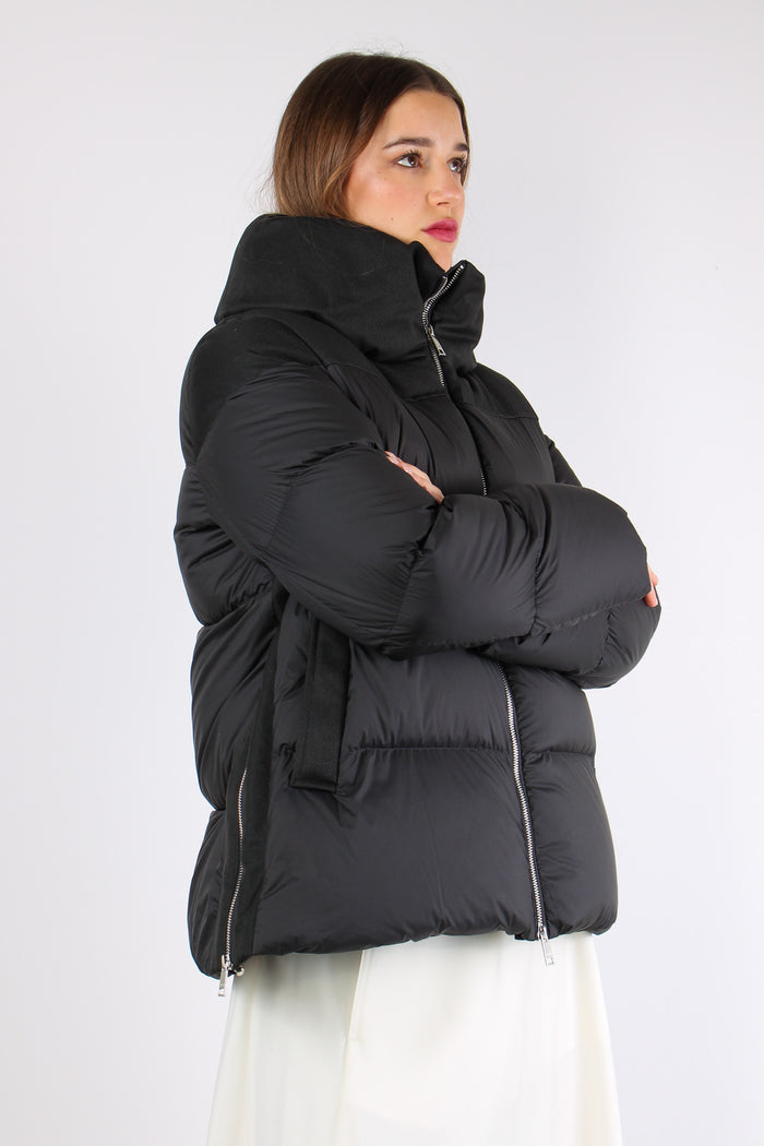 Piumino Zip Bimateriale Black-9