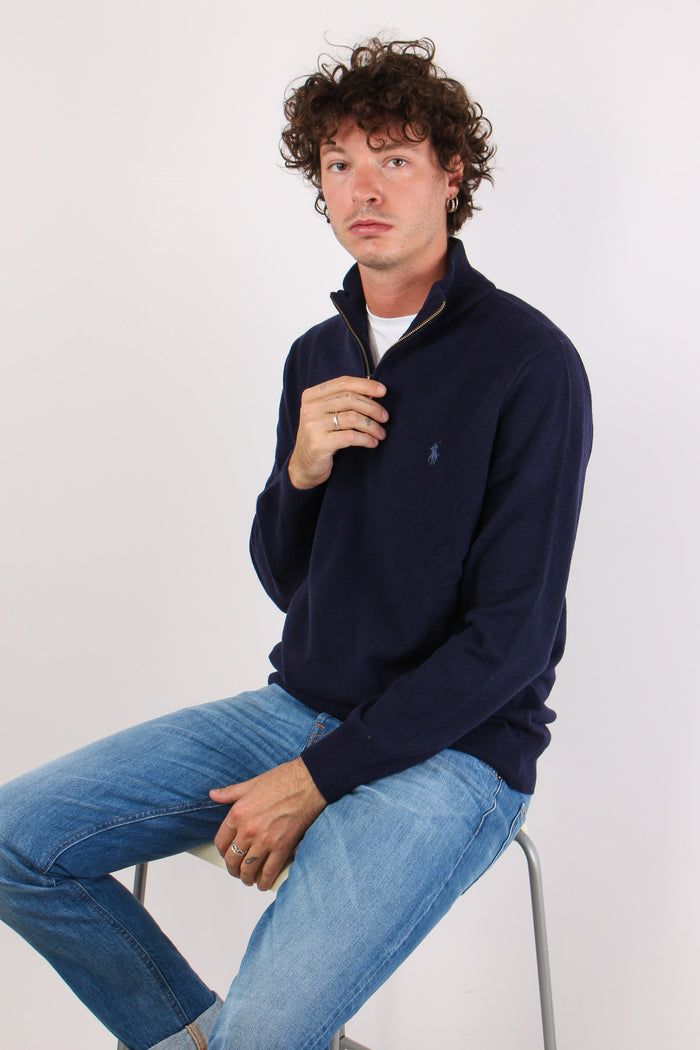 Maglia Mezza Zip Lana Hunter Navy-2