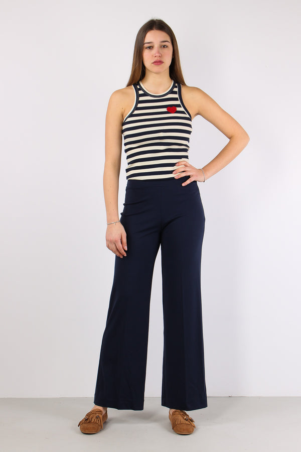 Pantalone Fluido Slim Blu