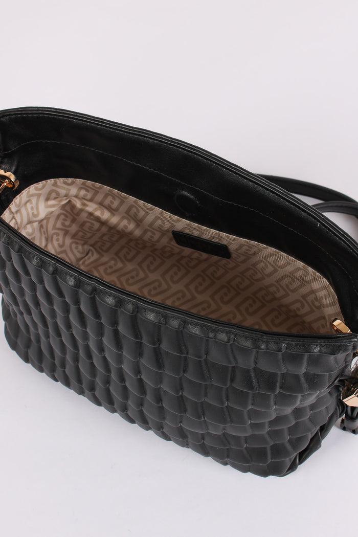 Mini Clutch Riprese Goffrata Nero-5