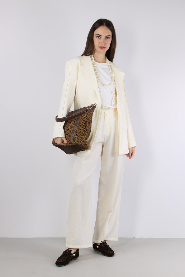 Pantalone Fluido Pences Panna-6