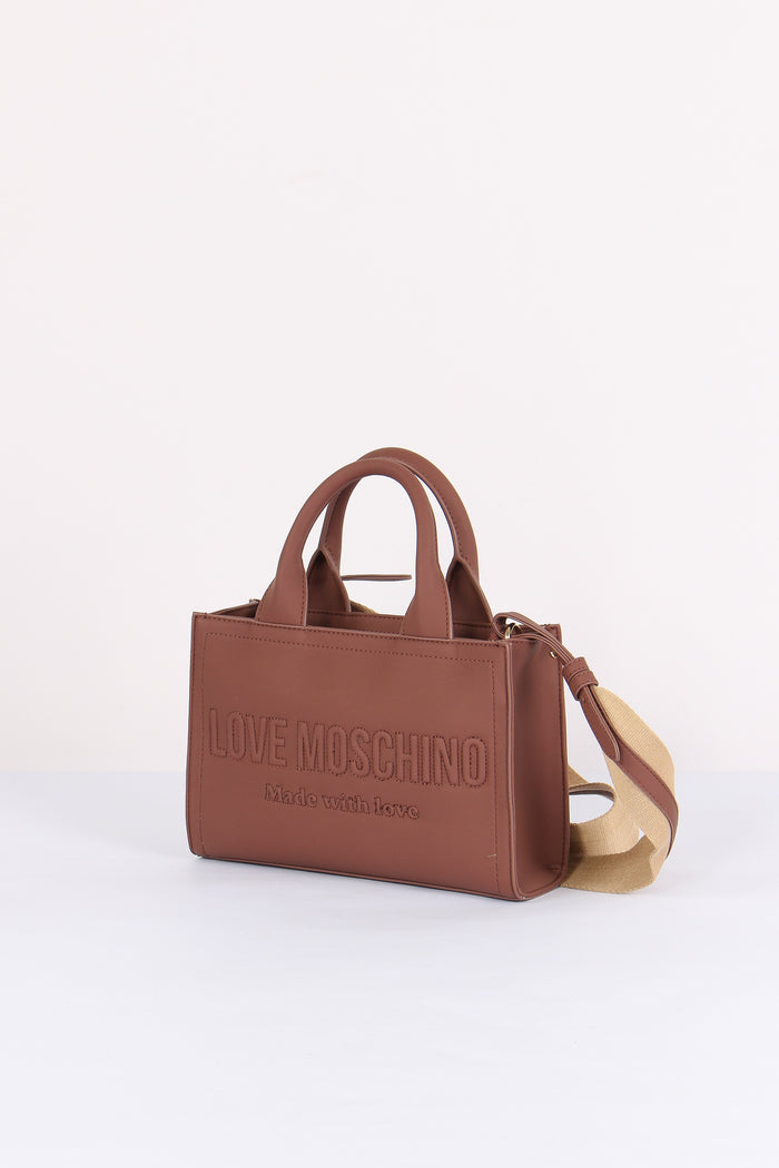 Mini Shopping Effetto Denim Cuoio-2