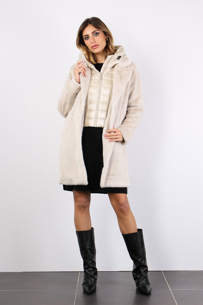 Cappotto Ecopelliccia Piuma Crystal Grey-4