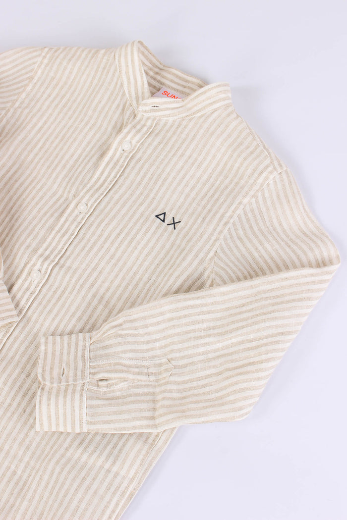 Camicia Lino Riga Sabbia/bianco-3