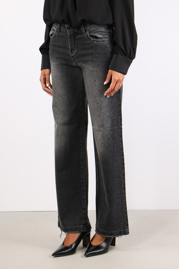 Elllelong Jeans Boy Cascata Strass Black-3