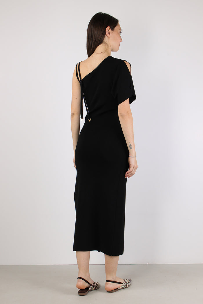 Abito Lungo Asimetrico Nero-6