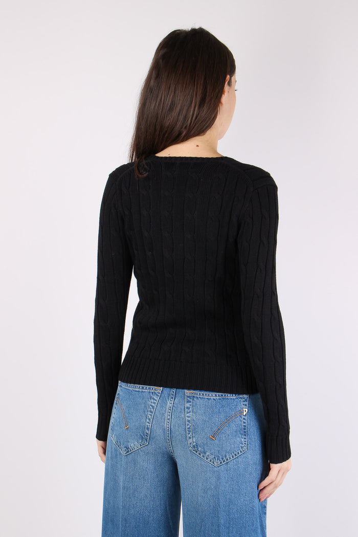 Pullover Trecce Scollo V Polo Black-4