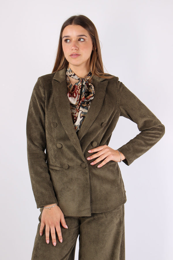 Giacca Doppiopetto Velluto Cos Militare-2