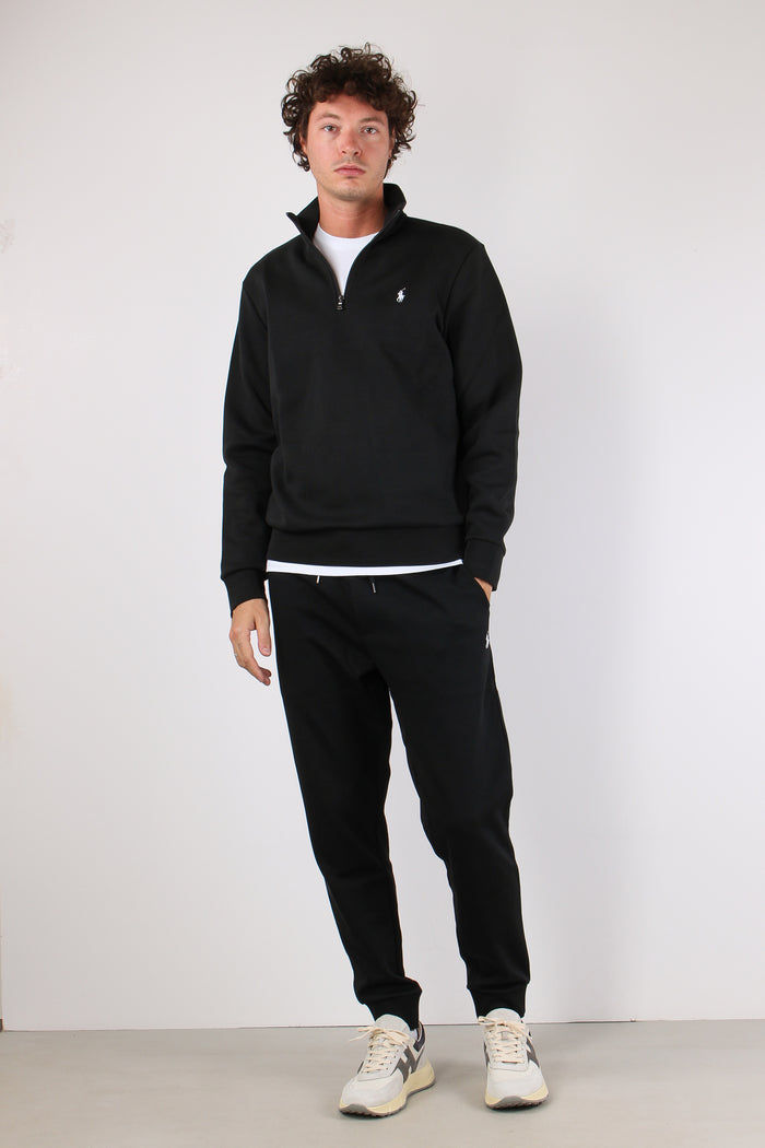 Felpa Mezza Zip Polo Black-5