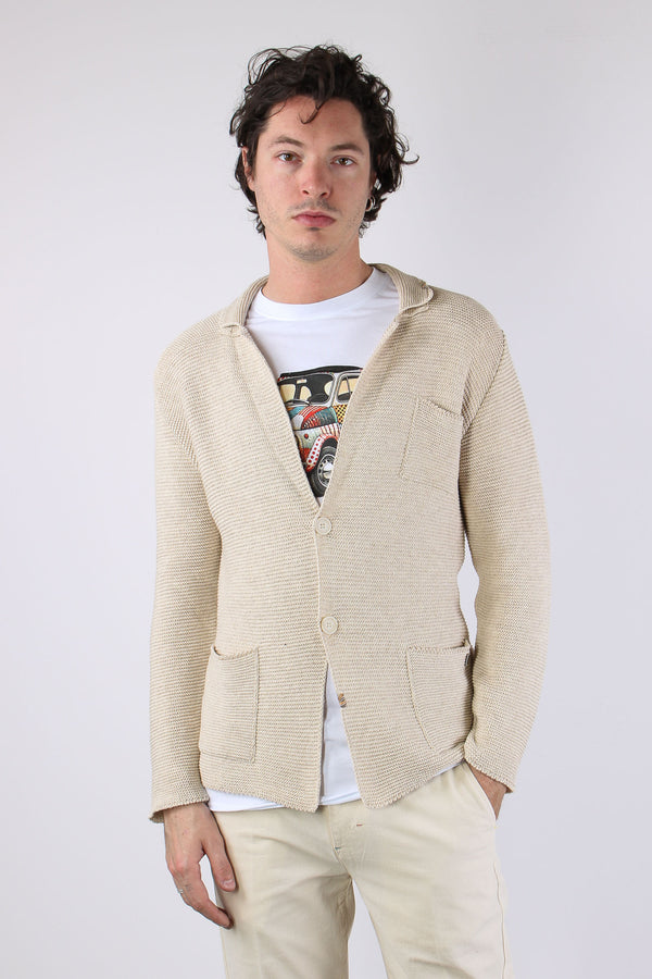Giacca In Maglia Beige-2