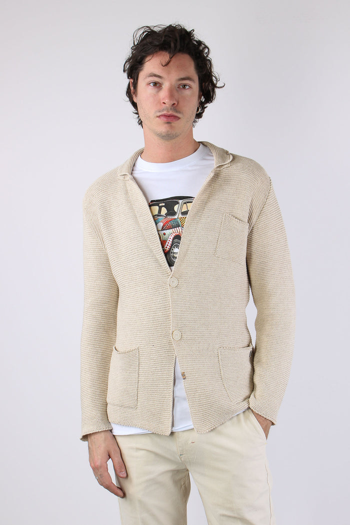 Giacca In Maglia Beige-2