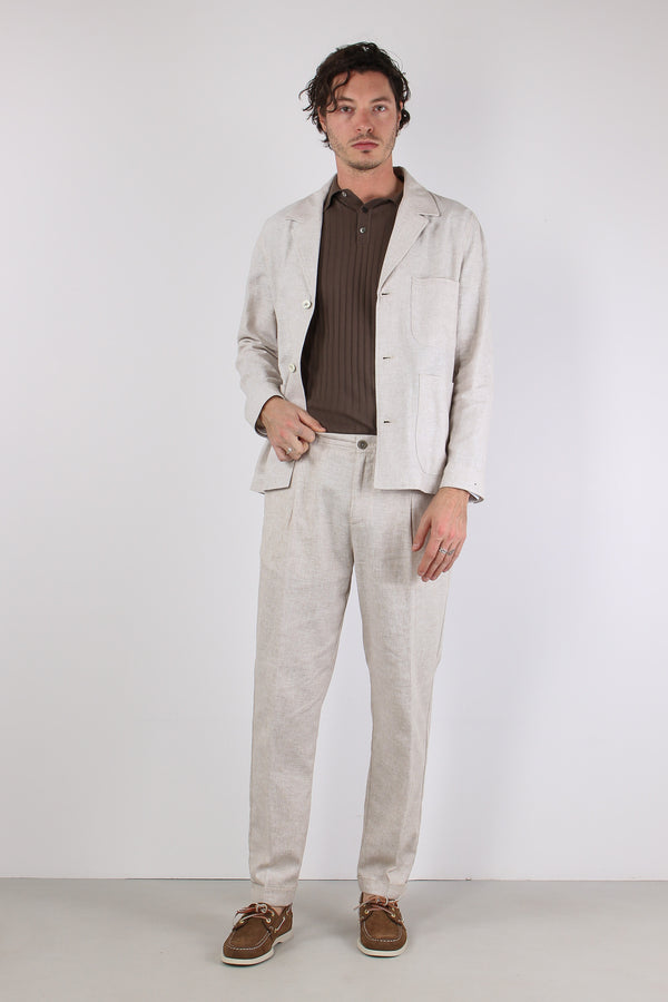 Orzo Giacca Camicia Misto Lino Sabbia