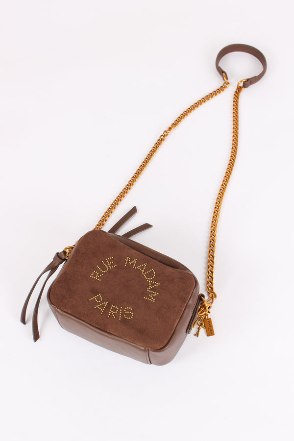 Camera Bag Logo Borchie Suede Brown-2