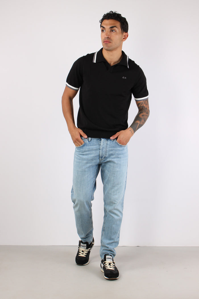 Polo Derby Filo Riga Contrasto Nero