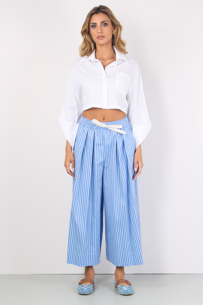 Pantalone Cropped Riga Azzurro/bianco