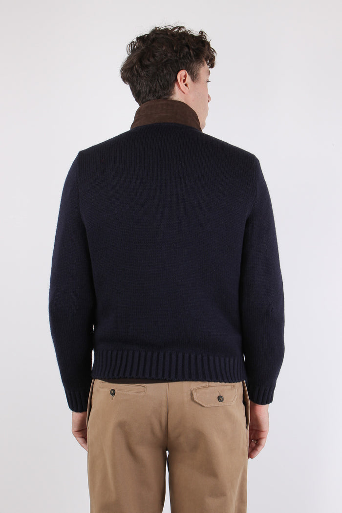 Bomber Bimateriale Interno Pelo Brown/blu-4