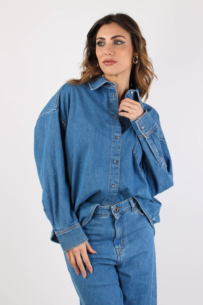 Wkdfoggia Camicia Over Denim Indaco Medio-5
