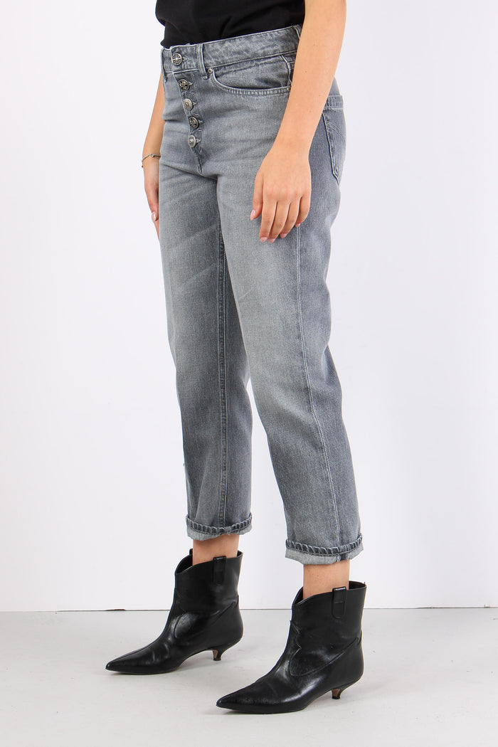 Koons Denim Risvolto  Bottone Grigio-4