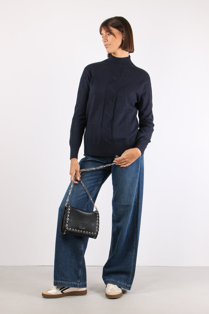 Maglia Viscosa Treccia Blu-3