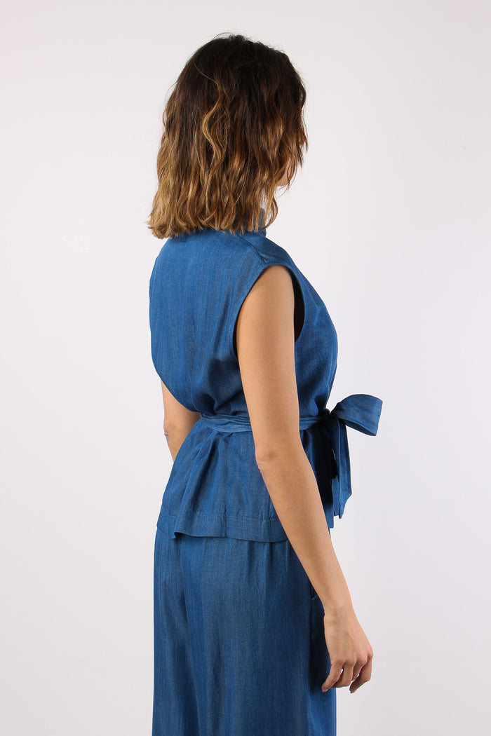 Camicia Smanicata Cinturata Ch Denim-6