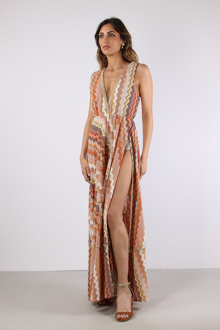 Abito Lungo Jacquard Terra-4