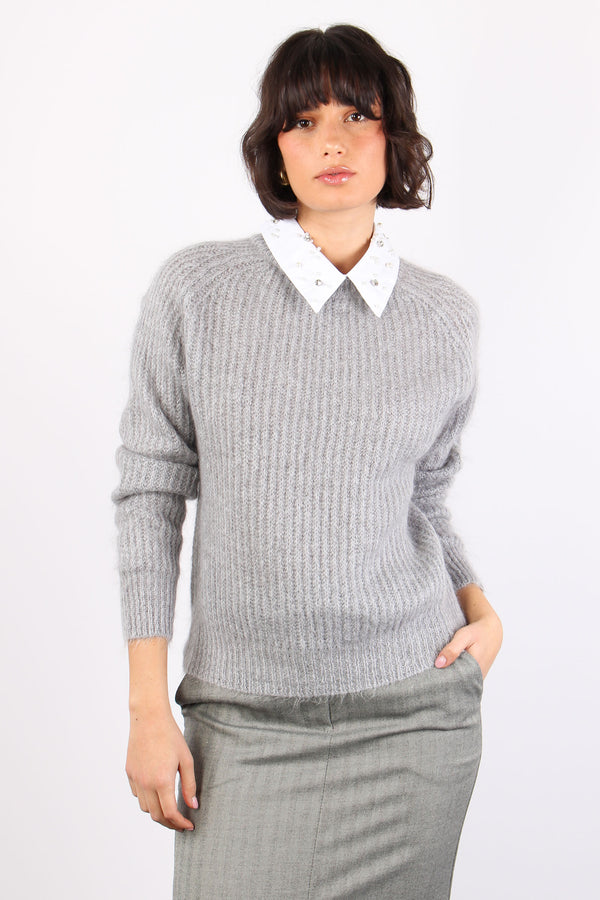 Maglia Mohair Collo Pietre Grigio