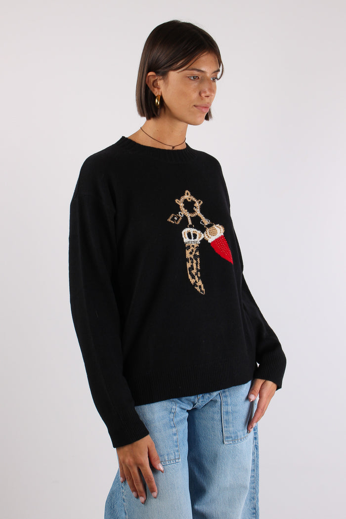 Maglia Corni 100% Lana Lucky Black-6