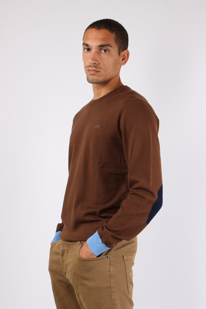 Maglia Misto Lana Toppa Contra Marrone-3