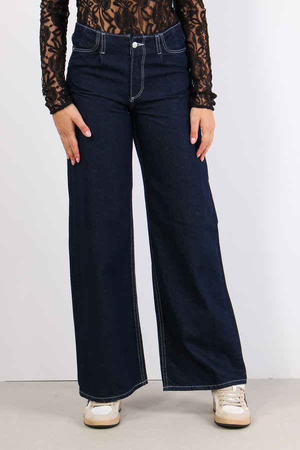 Denim Palazzo No Cinturino Denim Scuro-2