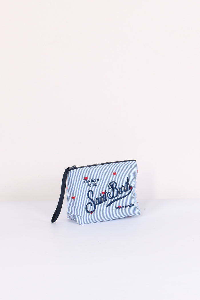 Aline Pochette Cotone Righe Bianco/azzurro-5