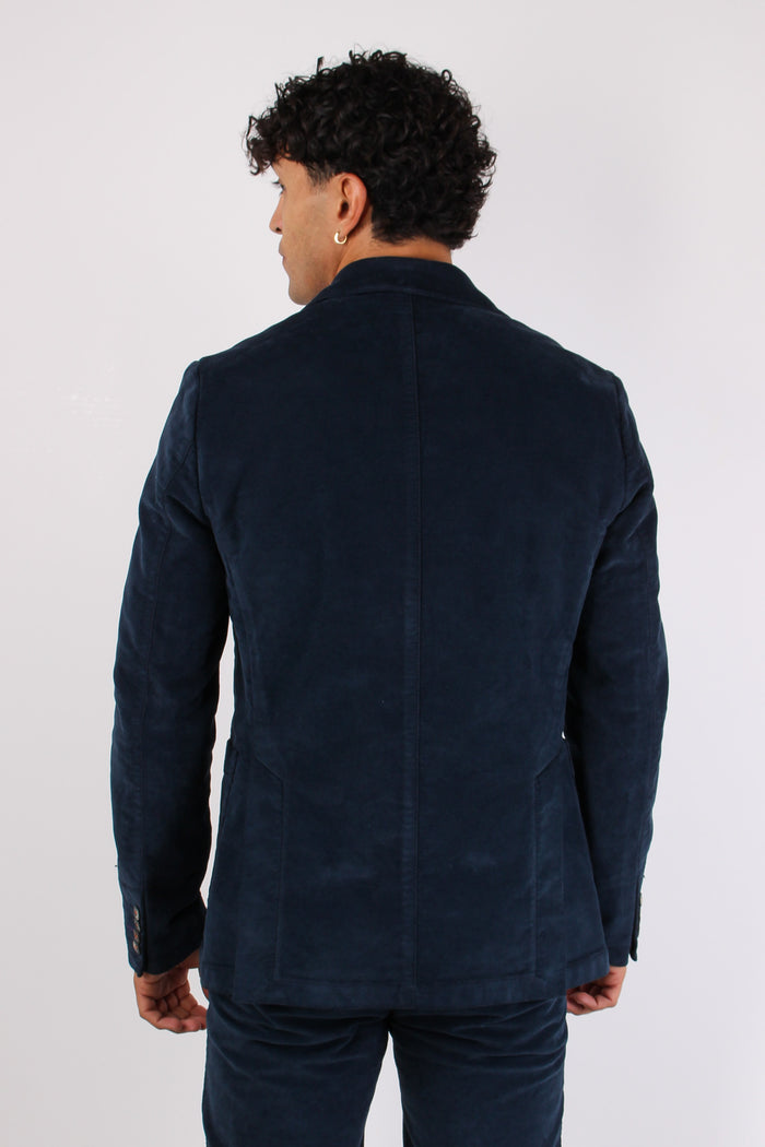 Giacca Velluto Liscio Blu-5