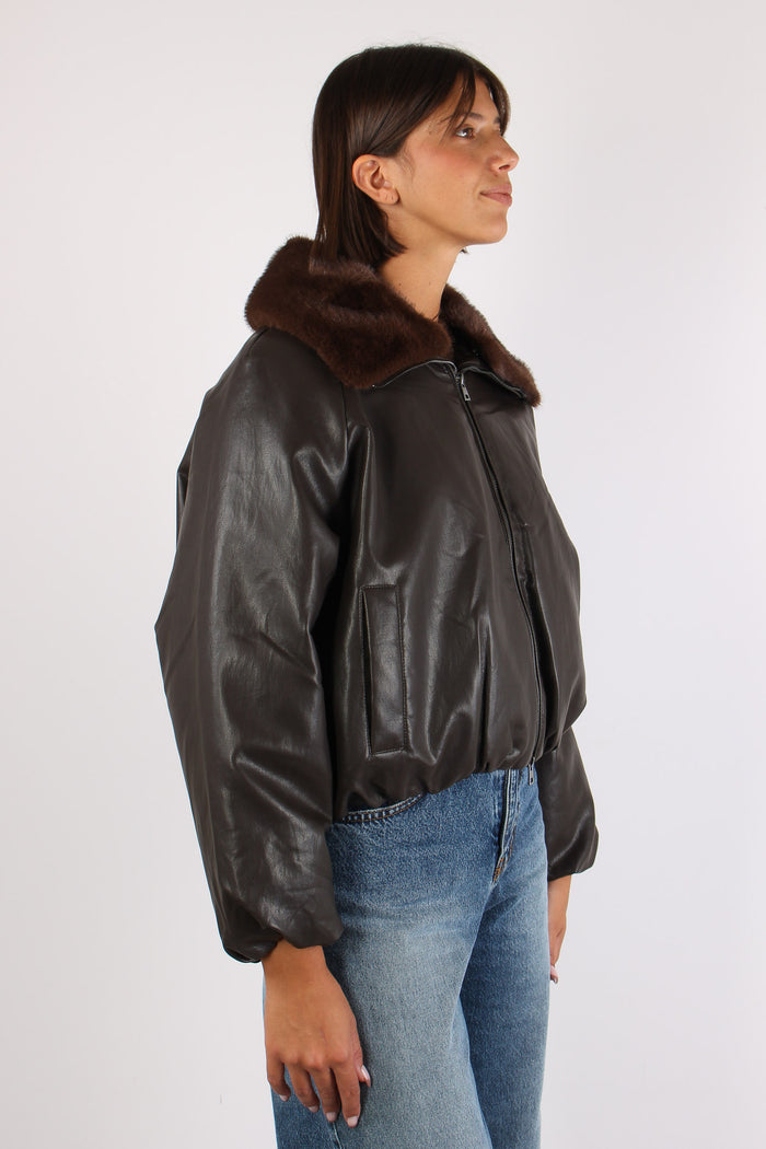 Bomber Ecopelle Pelo Moro-7