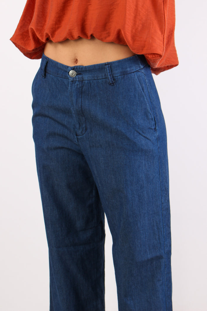Pantalone Chambray Gamba Dritt Denim-6