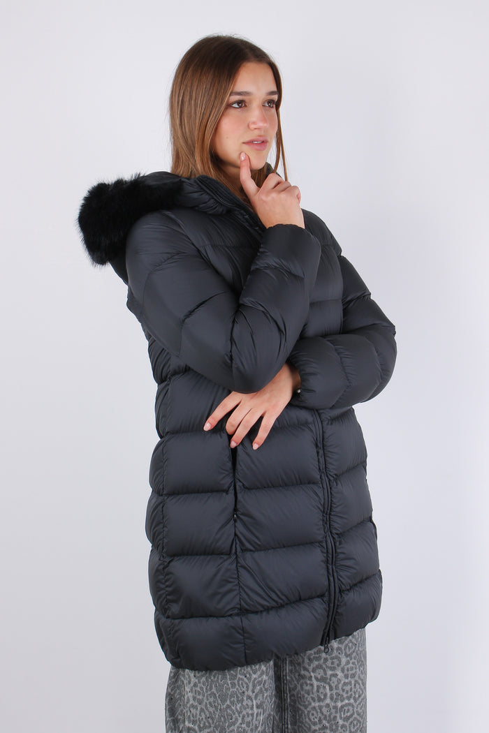 Piumino Lungo Opaco Ecopellicc Nero-5