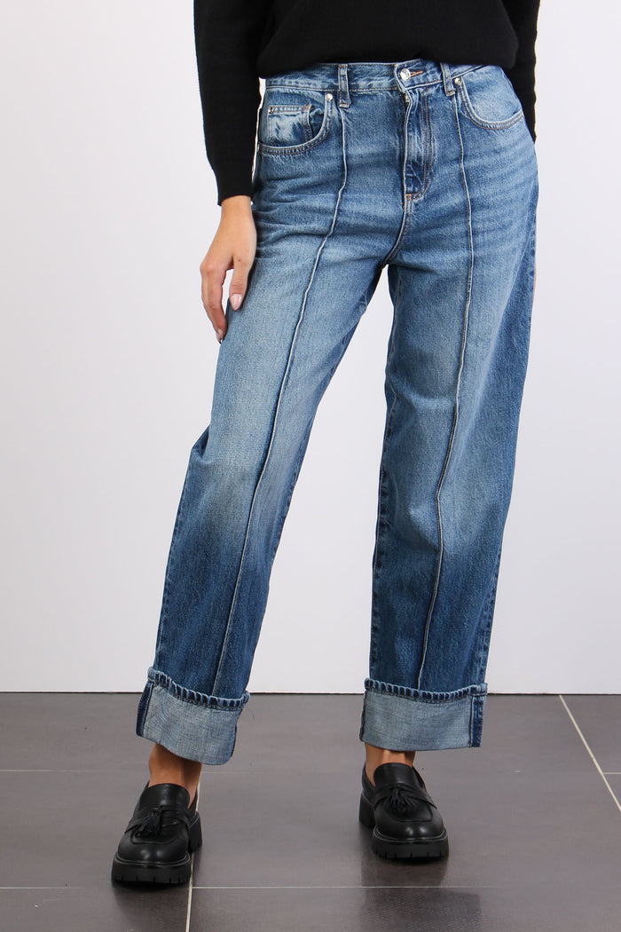 Jeans Cropped Risvolto Denim Blue Dark-2