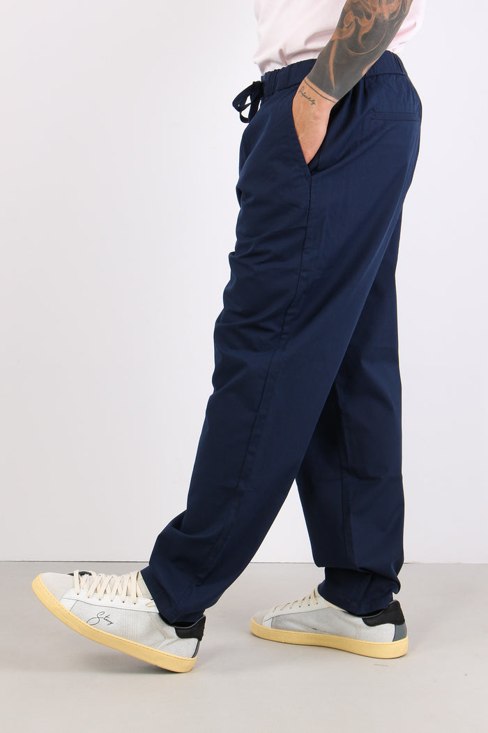 Pantalone Cotone Coulisse Navy Blue-5