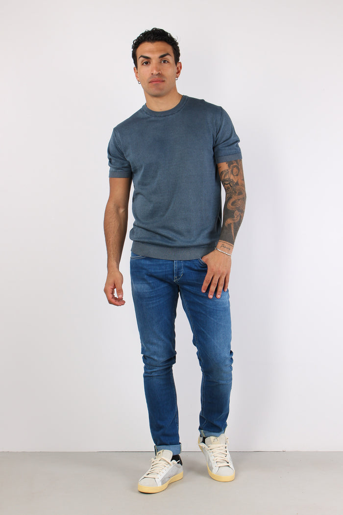 T-shirt Girocollo Basica Night Blue-5