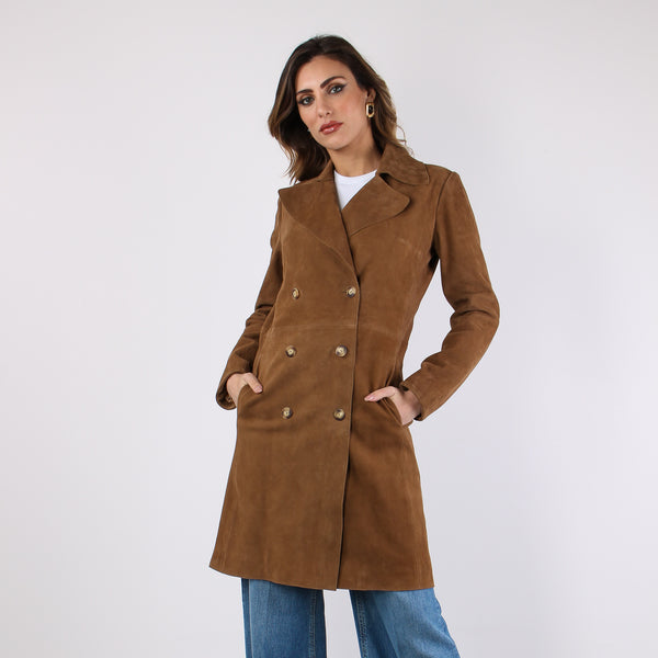 Cappotto Doppiopetto Camoscio Nocciola-2