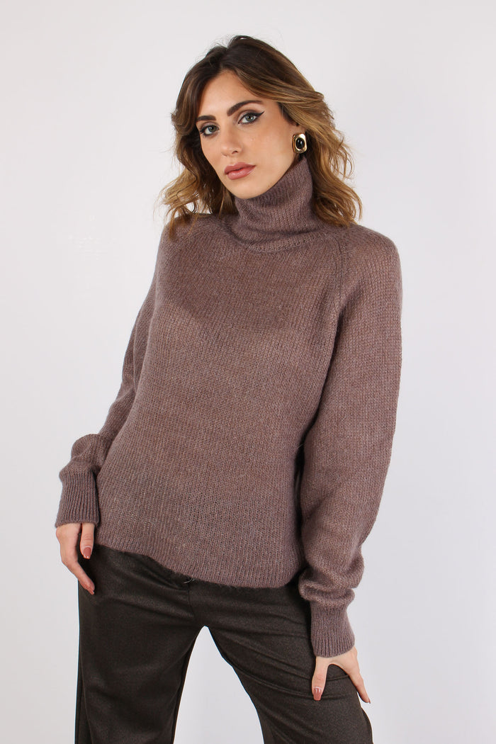 Maglia Collo Alto Doppiata Malva-6