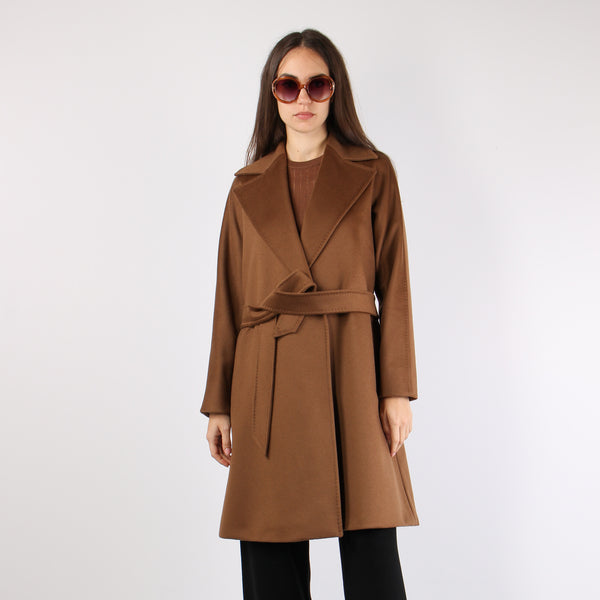 Dravenna Cappotto Cintura Lana Visone-2