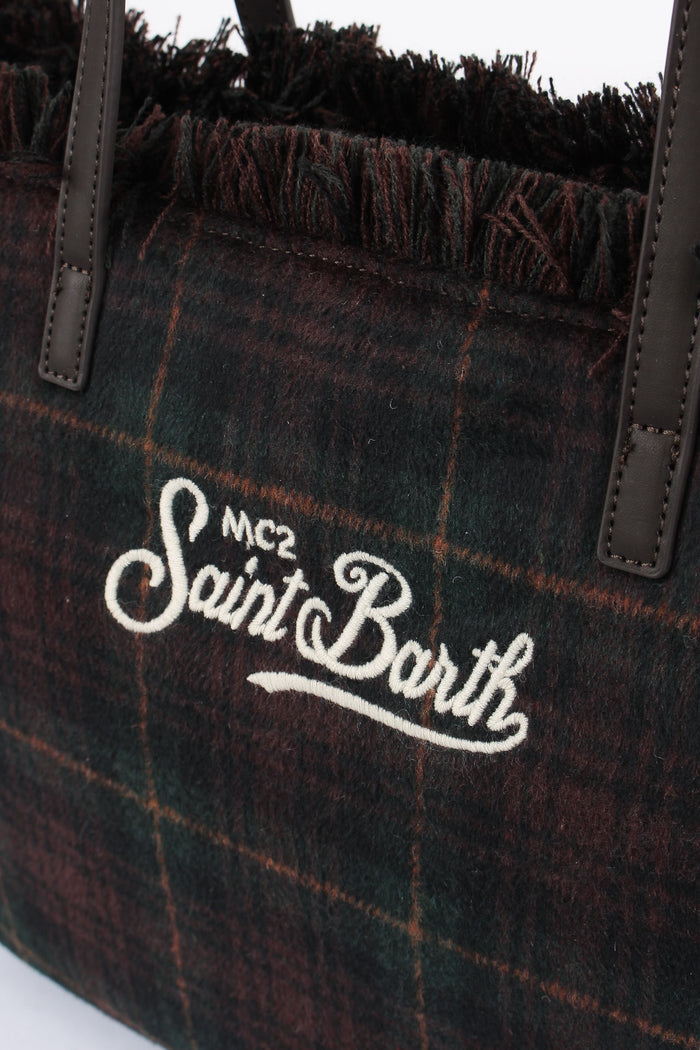 Borsa Vanity Lana Tartan Brown/red-5