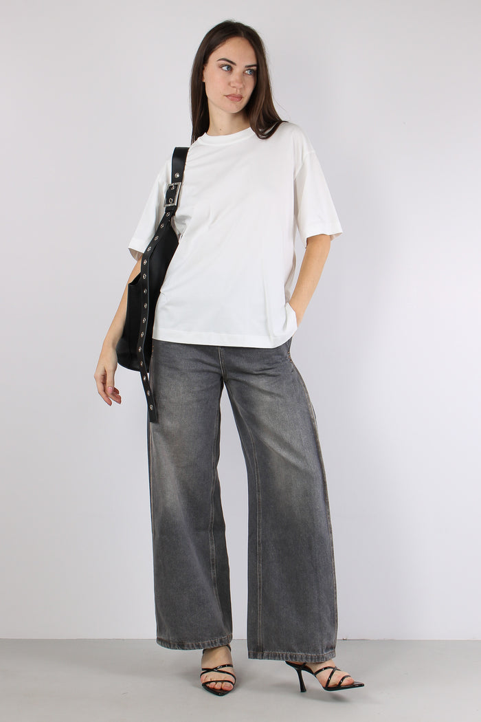 T-shirt Over Fiocco Dietro Bianco-4